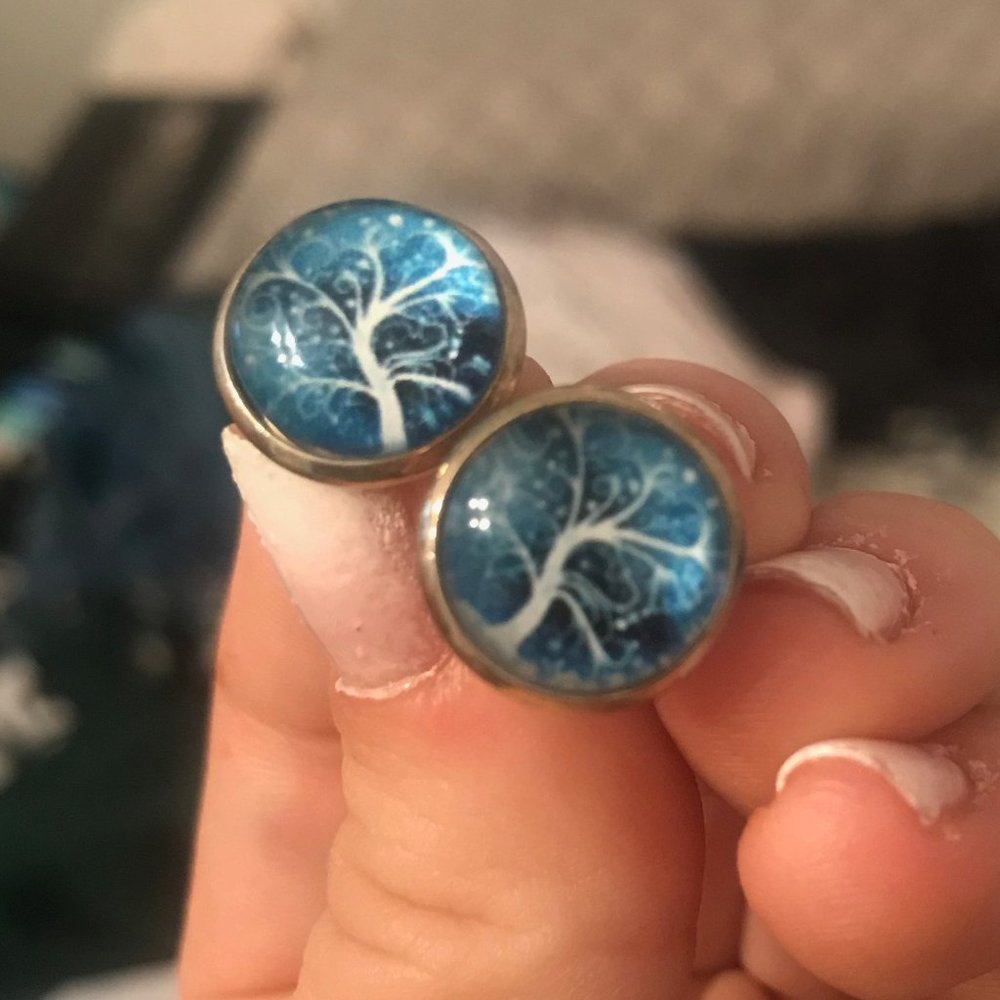 Blue Tree Earings